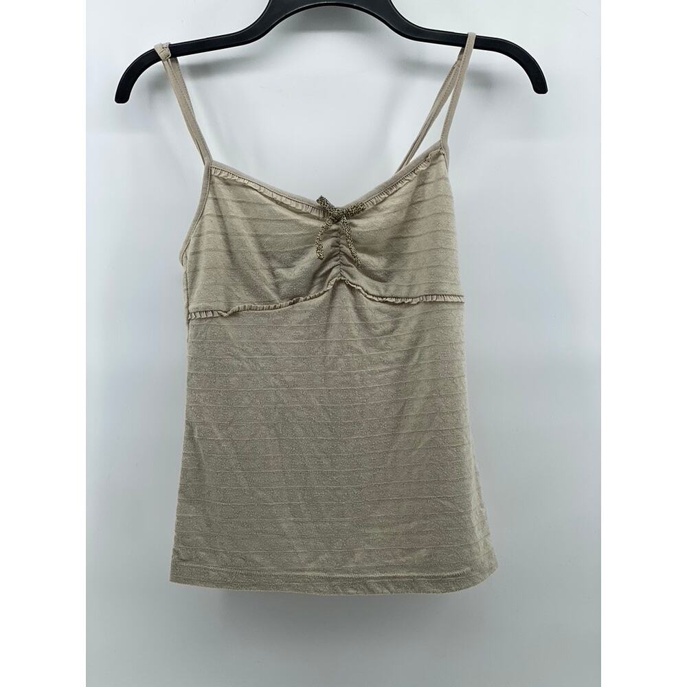 MANGO BASICS Women's Beige V-Neck Spaghetti Strap Casual Tank Top SZ XS